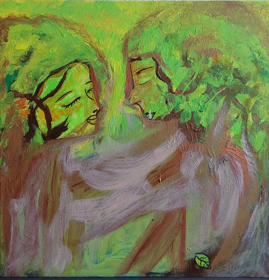 Abrazo de árboles Acrílico Lienzo Floral