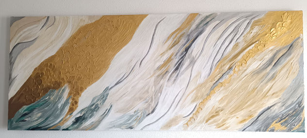 Cuadro Abstracto Texturizado con Relieve en Dorado Original  - "Esencia Áurea" Acrylic Canvas Figure Painting