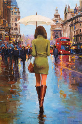 Rainy London Street
