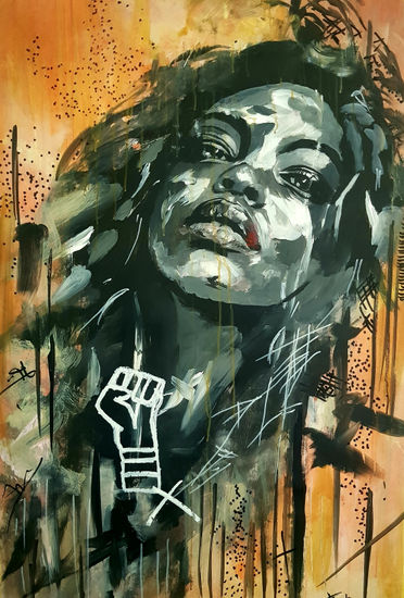 Rinascita nere Mixed media Card Figure Painting