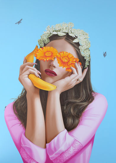 Telephone Talk Acrylic Canvas Figure Painting