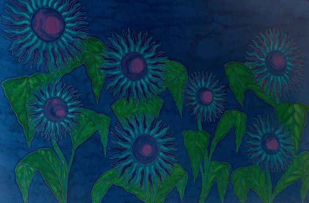 Girasoles violetas Others Textile Floral Painting