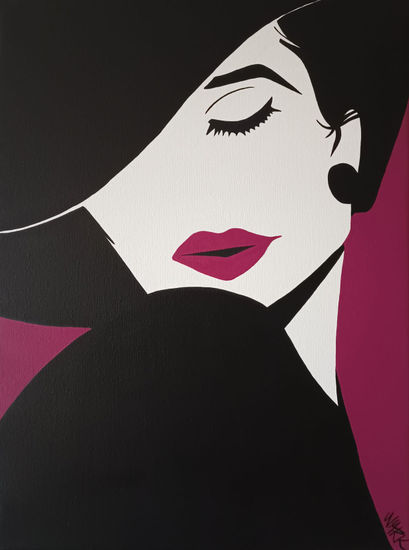 Fucsia Noir Acrílico Lienzo Otros