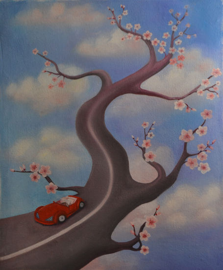 Japanese Cherry Óleo Lienzo Floral