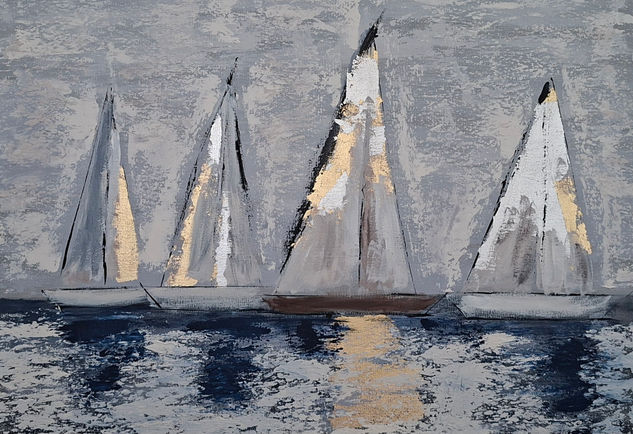 Regata de Oro y Sal" Acrílico Lienzo Marina