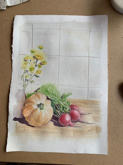 Bodegón con calabaza