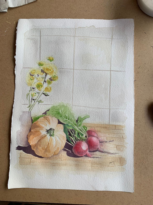 Bodegón con calabaza