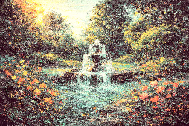 jardin con fuente