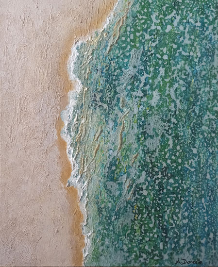Orilla en calma Mixed media Panel Marine Painting
