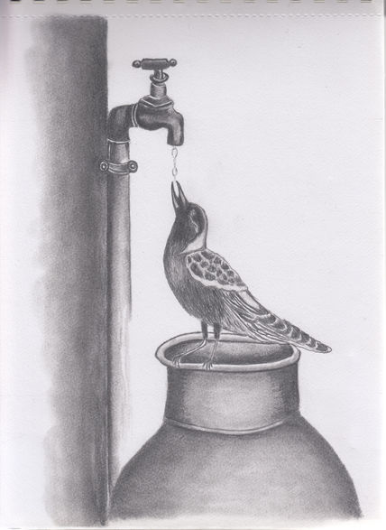 Pájaro bebiendo