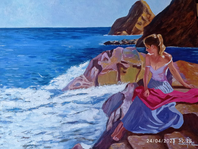 SENTADA SOBRE ROCAS BRILLANTES Oil Canvas Landscaping