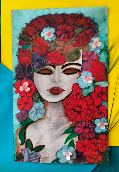 MUJER SILVESTRE Acrílico Otros Floral