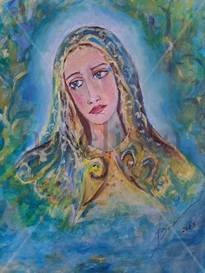 Virgen de las Causas Imposibles Acrylic Paper Figure Painting