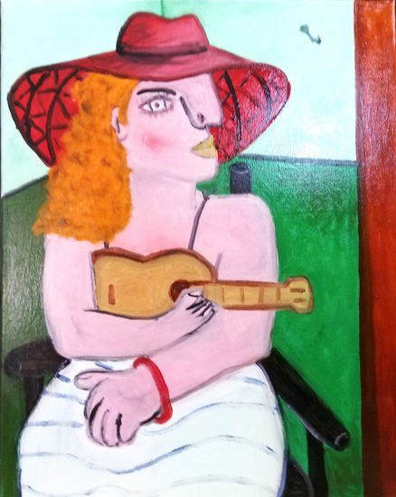 Girl on Green Oil Canvas Figure Painting