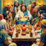 Jesús y Adultos Comiendo