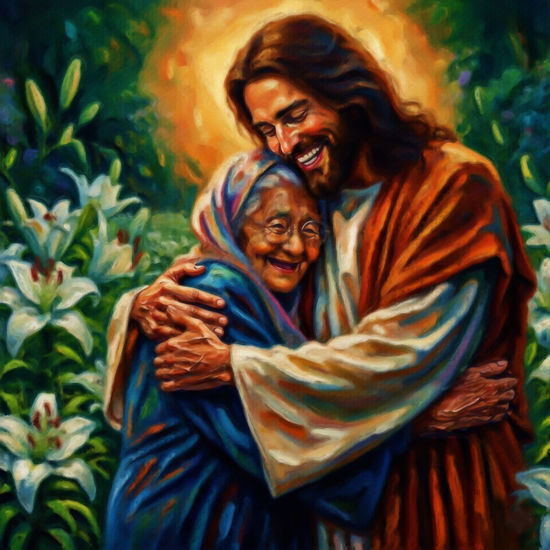 Jesús y Señora Mayor Abrazados 