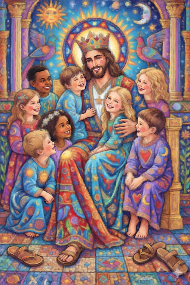 Jesús Rey y Niños en Trono