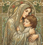 Jesús y María Abrazados en Alphonse Mucha