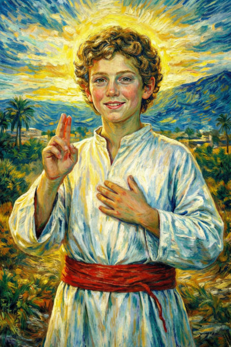 Jesús Menor Mano en Corazón en Van Gogh