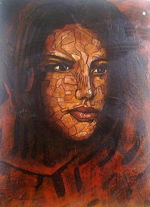 LUNA GITANA Acrylic Textile Portrait