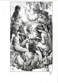 Sátiro y ninfas