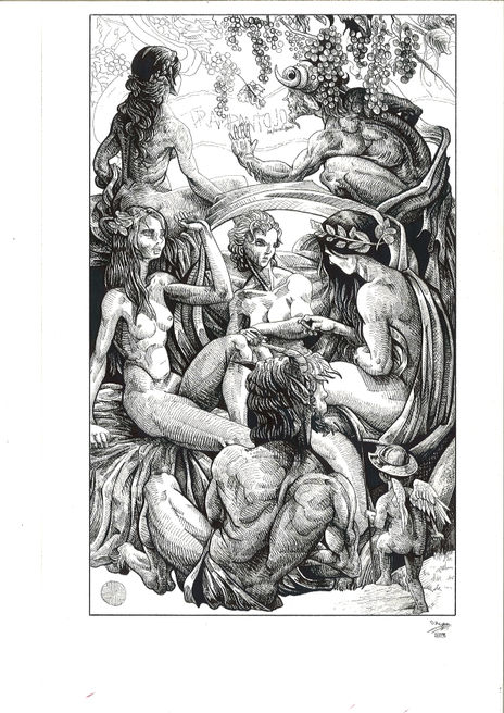 Sátiro y ninfas