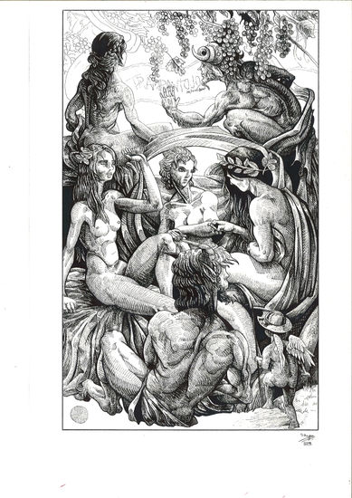 Sátiro y ninfas 