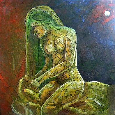 EN-LUNA-DA... Acrylic Textile Nude Paintings