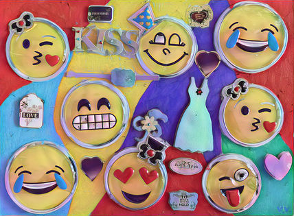 A kiss and smileys