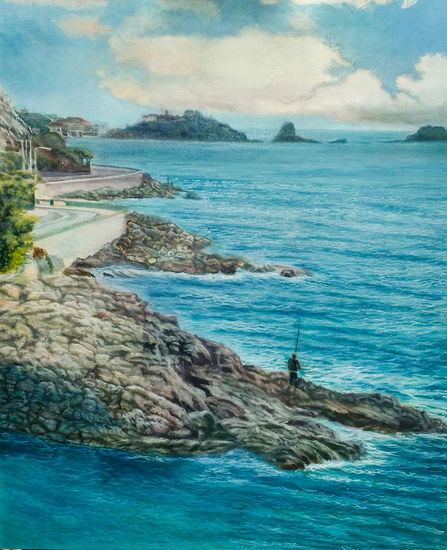 los peñones de almuñecar Óleo Lienzo Marina
