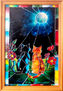 Gatitos bajo la Luz de la Luna (Falso Vitral en Vidrio Reciclado)