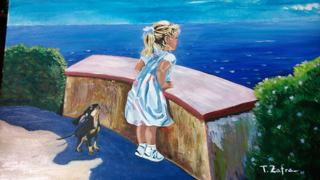 NIÑA ASOMADA AL BALCÓN Oil Canvas Landscaping