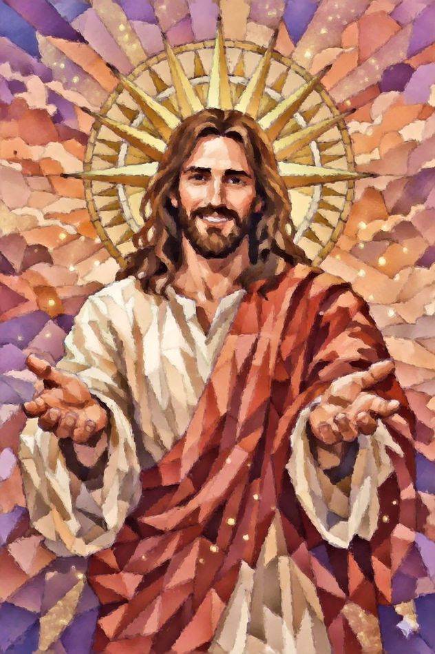 Jesús Extendiendo Brazos al Frente.