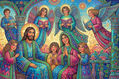 Jesús y Ellas a la Laurel Burch.