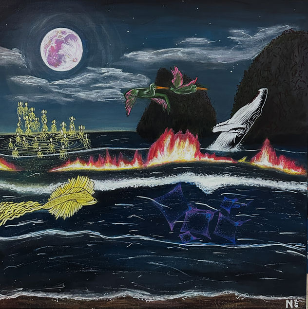 Bahía de los nocturnos en luna rosa