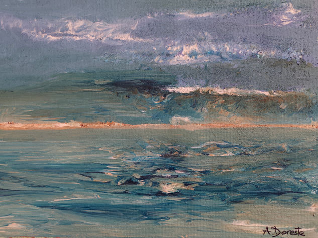 Atardecer Media Mixta Papel Marina
