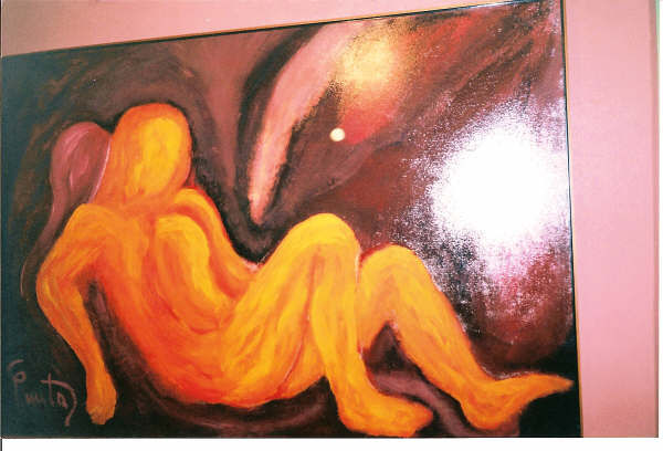 fuego en  mi Acrylic Textile Figure Painting