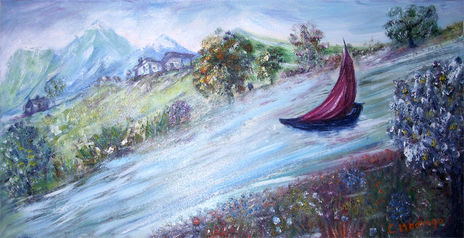 Velero en el río