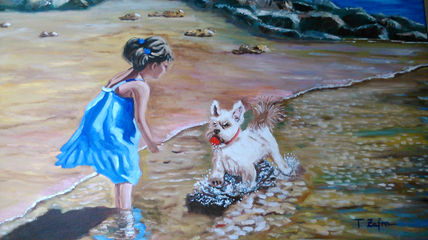 Niña con su perro...