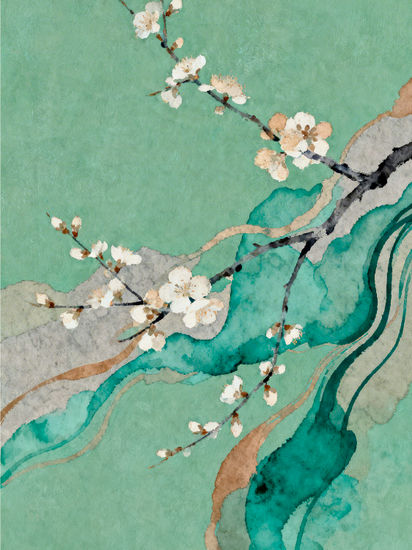 Almendro en flor Acuarela Lienzo Floral