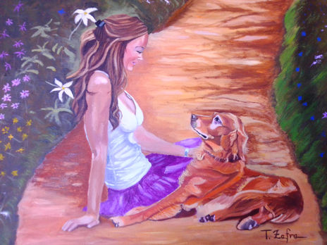 Muchacha con setter