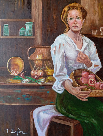 Mujer con cebollas