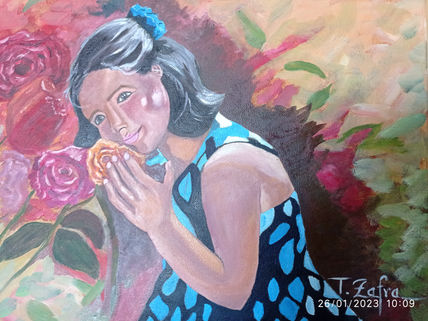 Niña y rosas