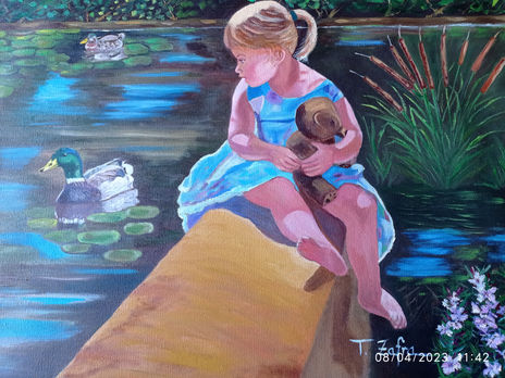 Niña y ánade real