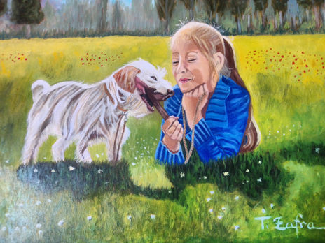 Niña y perro...