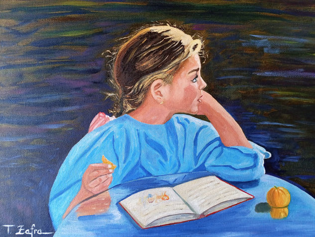 NIÑA Y NARANJA Oil Canvas Figure Painting
