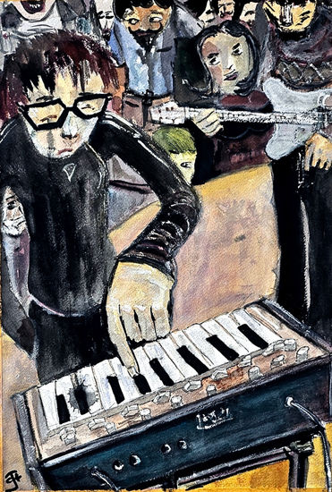 'MI-MI-MI-MI-MI' Watercolour Paper Figure Painting