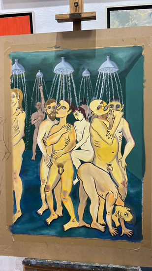 The shower Oil Paper Nude Paintings