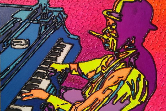 Willie The lion Smith jazz Acrylic Canvas Figure Painting