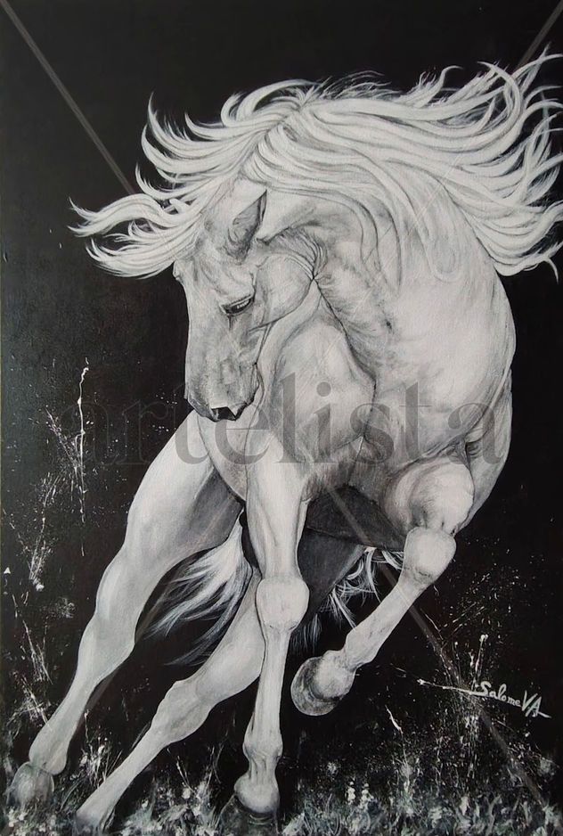 Caballo blanco – Pintura figurativa contemporánea